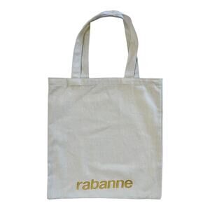 NWOT Paco Rabanne Light Gray Gold Logo Unisex Tote Bag